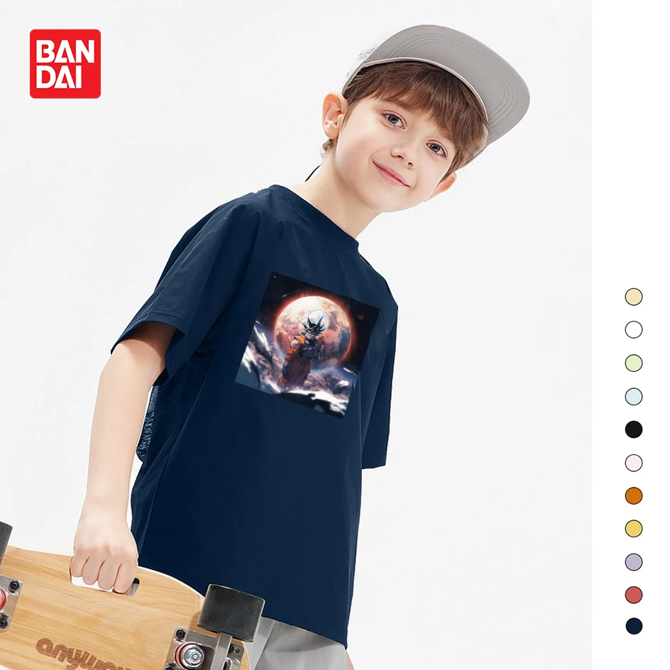 

Bandai Dragon Ball T-shirt Children's Boys and Girls Cartoon Print Short-sleeved Children's Upper Clothes Wukong