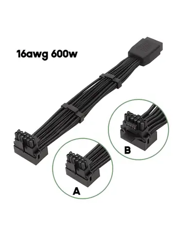 Белый Черный ATX3.0 12VHPWR 600 Вт "папа-мама" 16 (12+4) кабель 16AWG провод