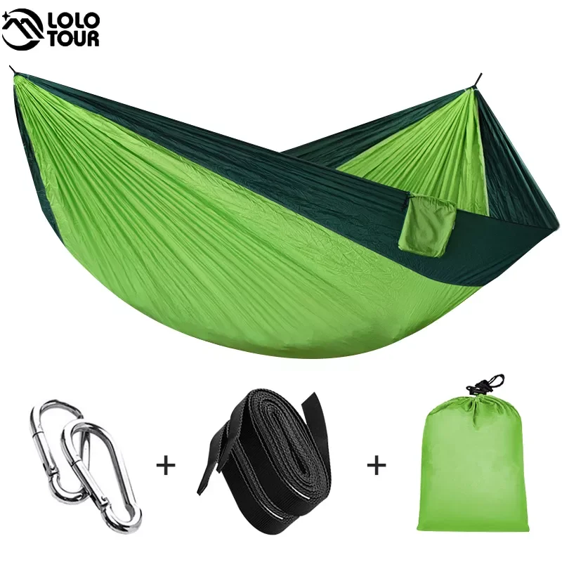 

320*200cm Large Portable Hammock Swing with 2 Tree Strap 2-3 People Nylon Parachute Camping Hammock for Backpacking Travel Beach