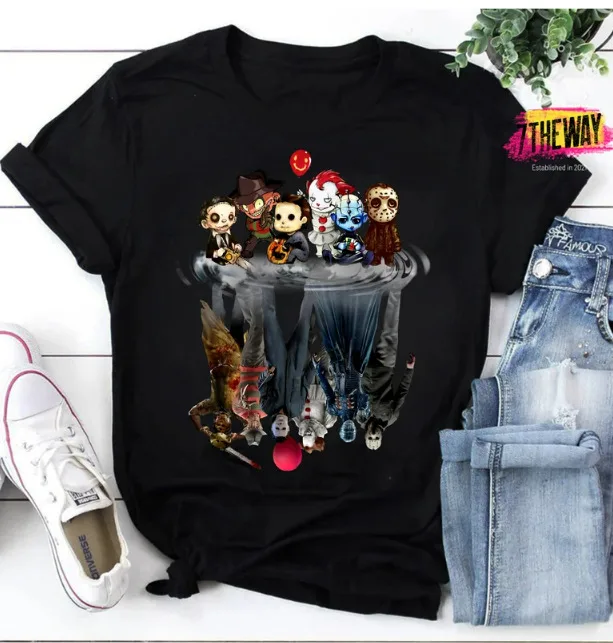 

Horror Character Halloween Shadow Shirt Horror Movie Shirt O-Neck Cotton T Shirt Men Casual Short Sleeve Tees Tops High Quality