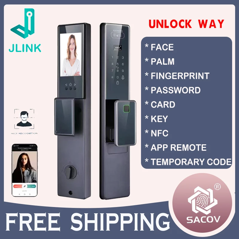 3d-замок дверной с инфракрасным распознаванием лица Wi-Fi сканером отпечатков