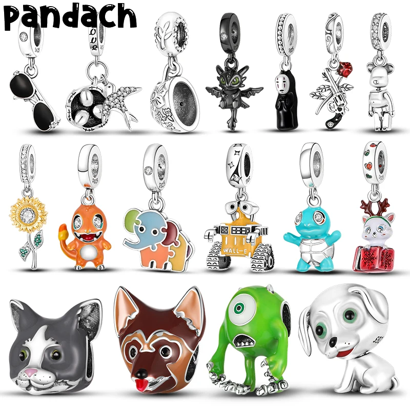 

2022 New Fits Original Pandach 925 Bracelets Silver Color Cartoon Anime Character Pet Charm Bead Women Color Pendant Diy Jewelry