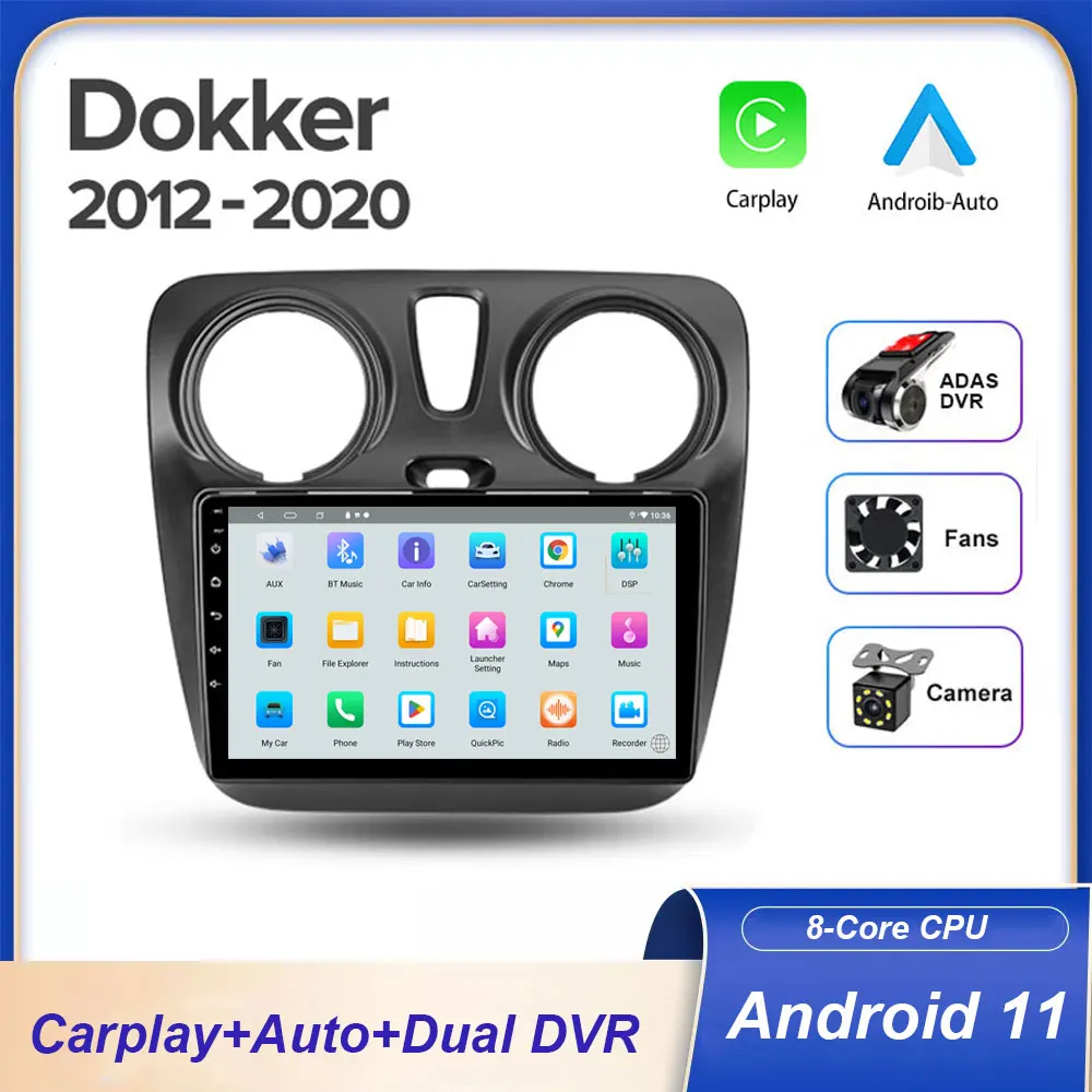 Multimedia Video Player For Dacia Dokker 2012 - 2020 Navigation Gps Android 11 Rds Dsp Wifi