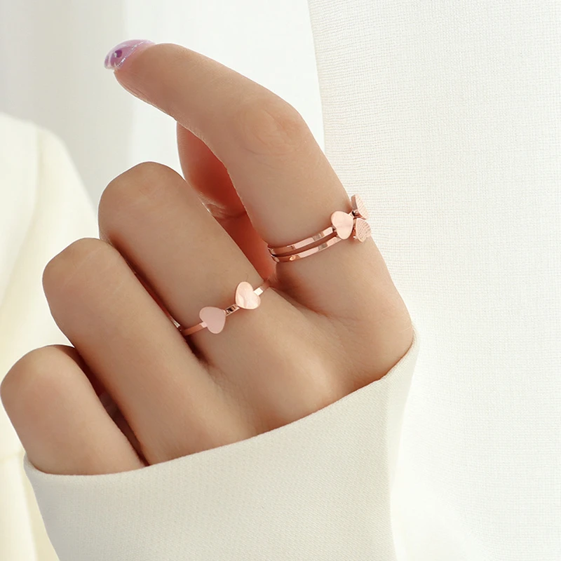 Rose Gold Rings For Women 316L Stainless Steel Double Hand Jewelry Fashion Wedding Rings Representing Love Jewelry