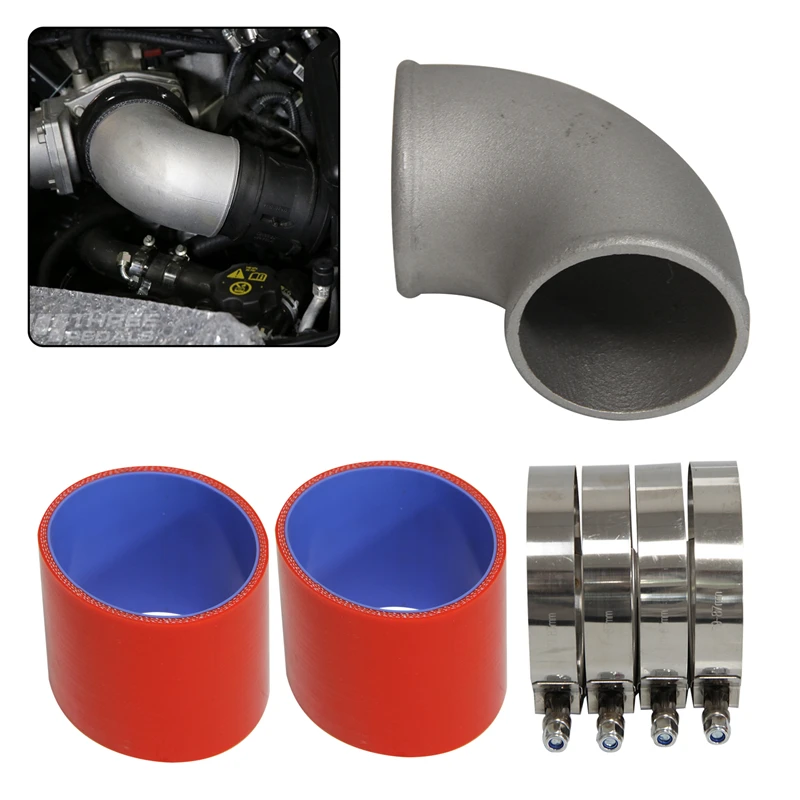 

76mm 3" Cast Aluminum 90 Degree Elbow Pipe Turbo Intercooler+ silicone hose kit blue/black/red