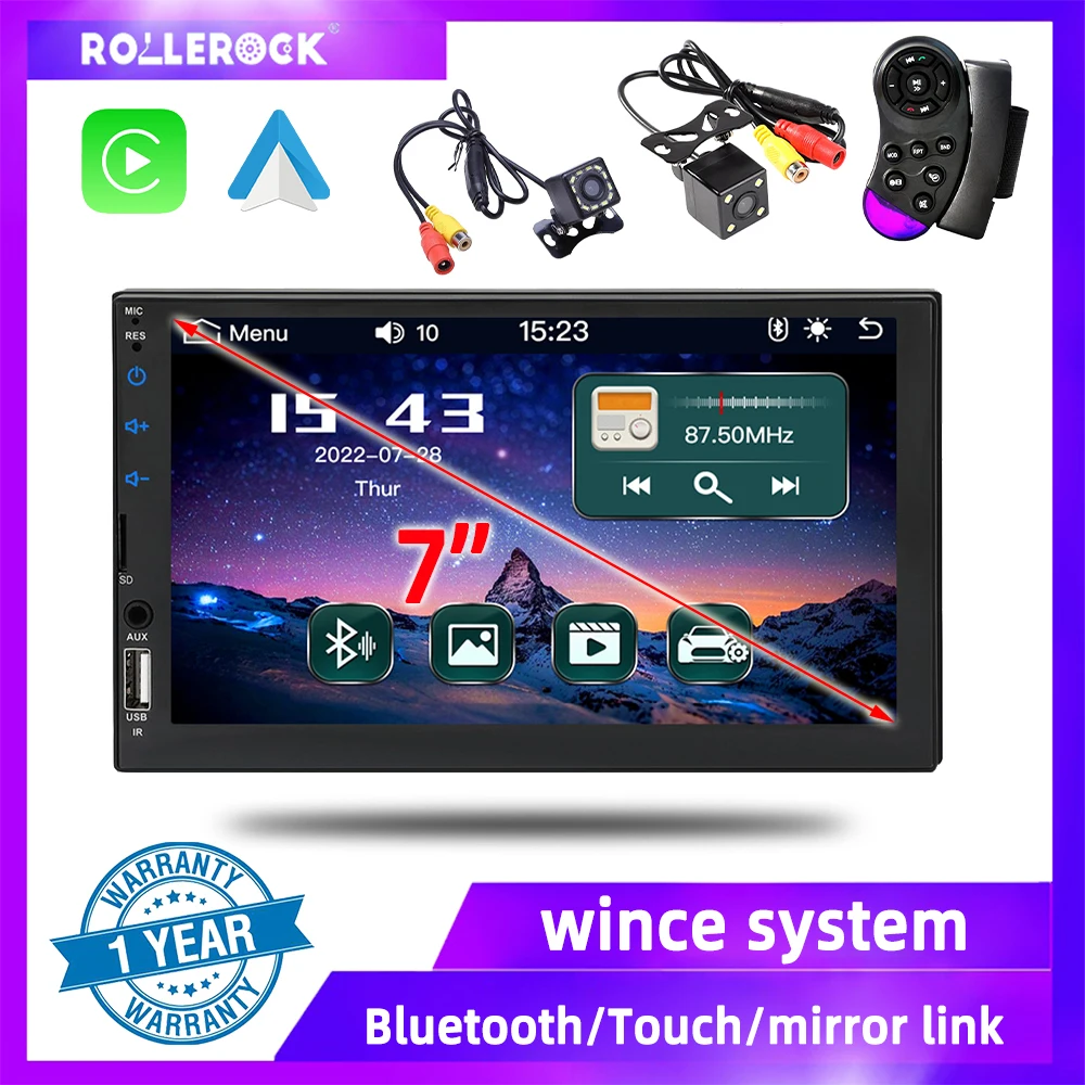 

Мультимедийный MP5-плеер CARPLAY/Android авто FM/USB/AUX/TF сенсорный экран MirrorLink 7-дюймовый автомобильный стерео Автомагнитола камера заднего вида