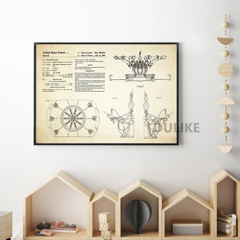 Постер-патент на холсте Disney художественный постер с изображением летающего