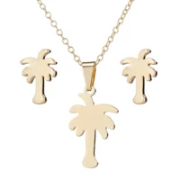 toocnipa gold coconut tree plant stainless steel necklaces pendants for women men palm tree jewelry necklace chain collier femme