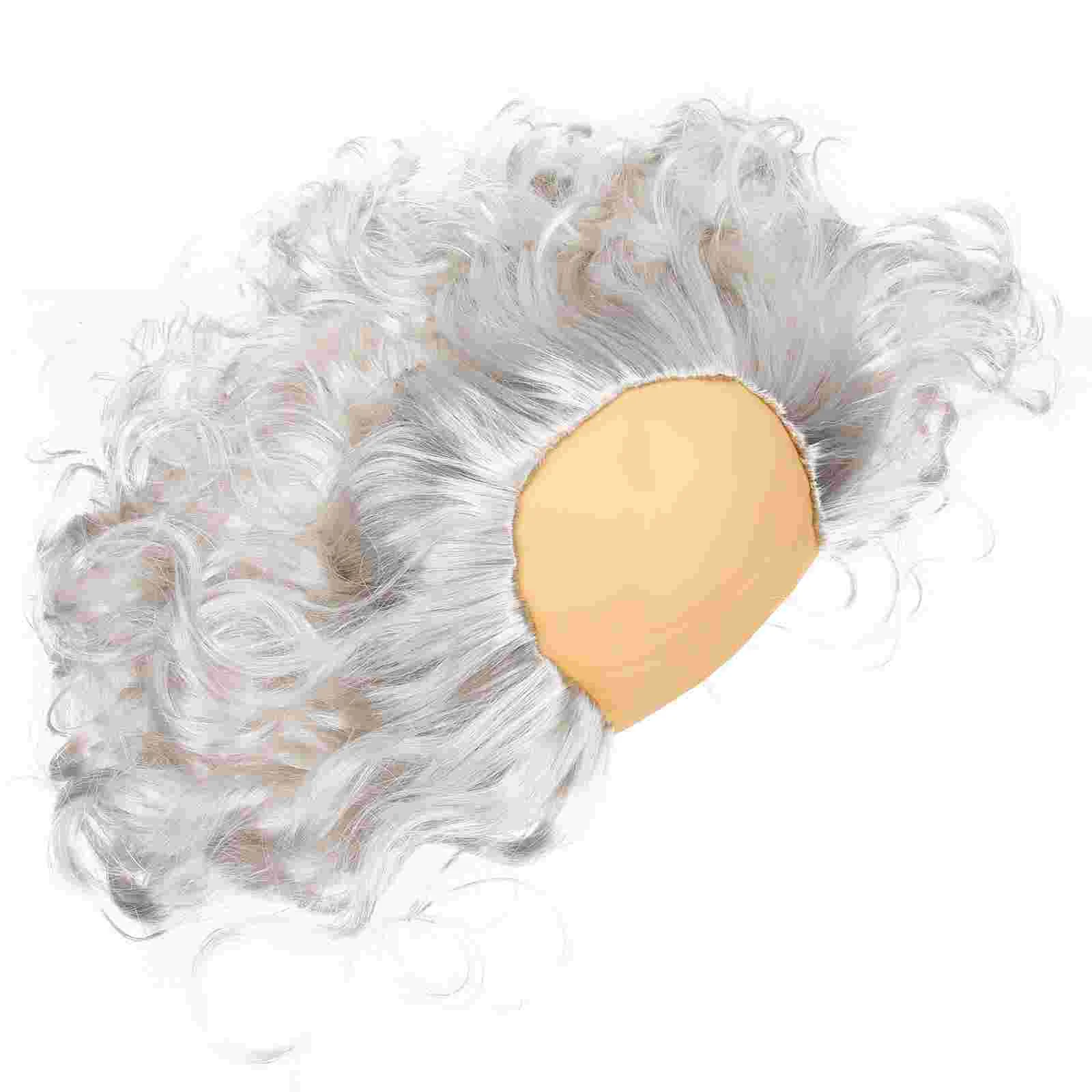 

Old Man Wig Gray Bald Wig Short Curly Wig Balding Mad Bald Cap Fluffy Bald Head Wig Synthetic Halloween Costumes Cosplay Wigs