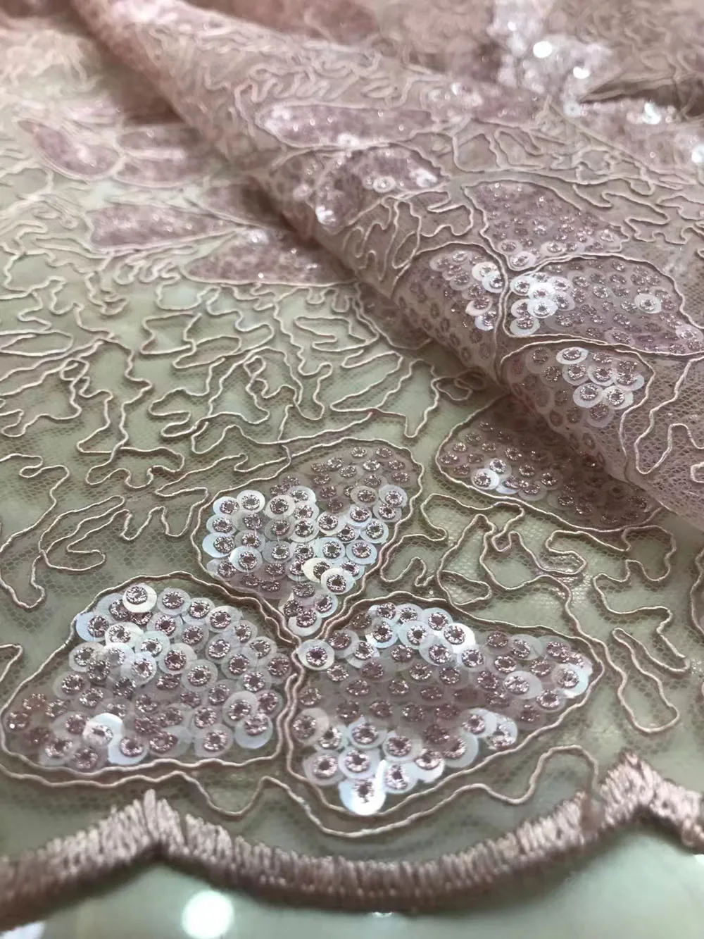 Африканская Нигерия кружевная ткань блестки костяная веревка вышивка сетка тюль