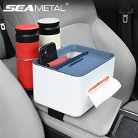 multifunctional car organizer center console storage box with lid tissue holder cup holder for back row car interior accessories