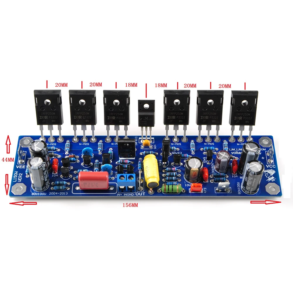 DLHiFi 2pcs LJM L150W Class AB DC +/- 45V 200W8R (+-60V) 400W 4R моно-усилитель готовая плата 200W MOSFET IRFP250 FET |