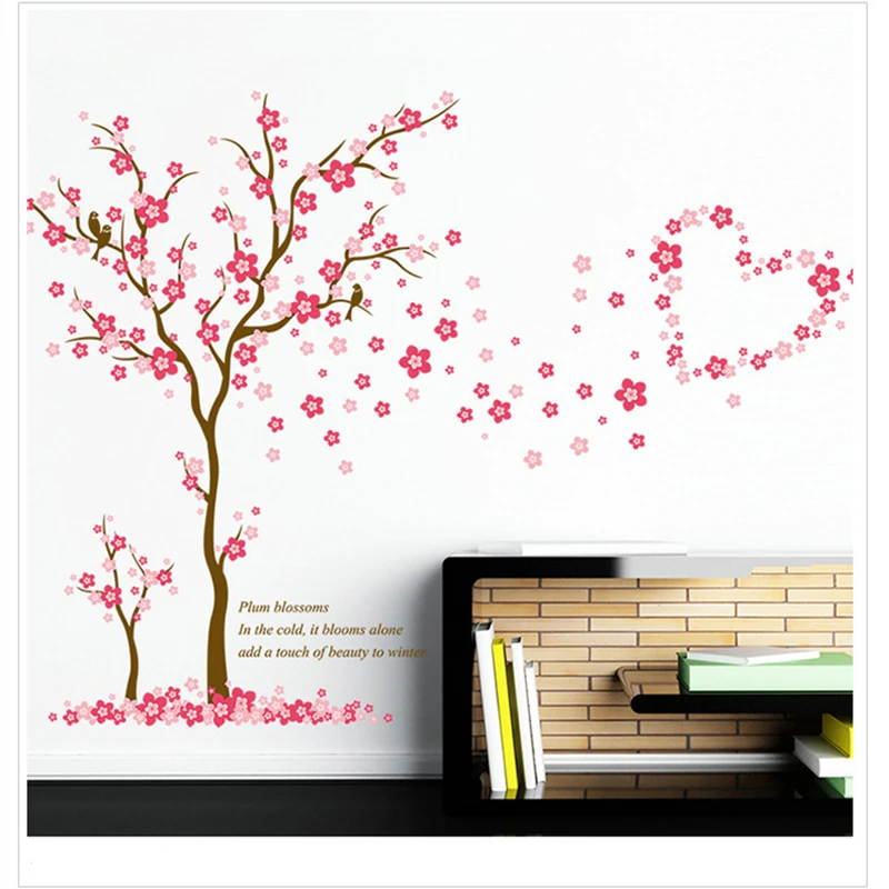 

New DIY Romantic Plant Plum Blossom Bird Removable Wall Stickers Home Living Room Bedroom Decorative Painting Background Poster