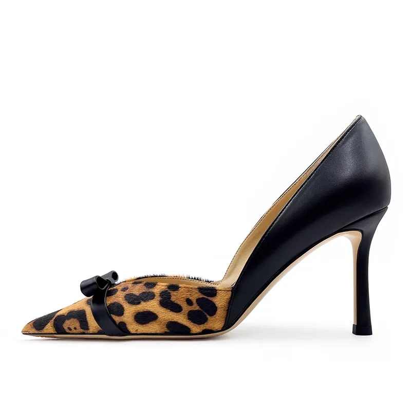 Новинка весна-осень пикантные туфли с острым неглубоким леопардовым принтом