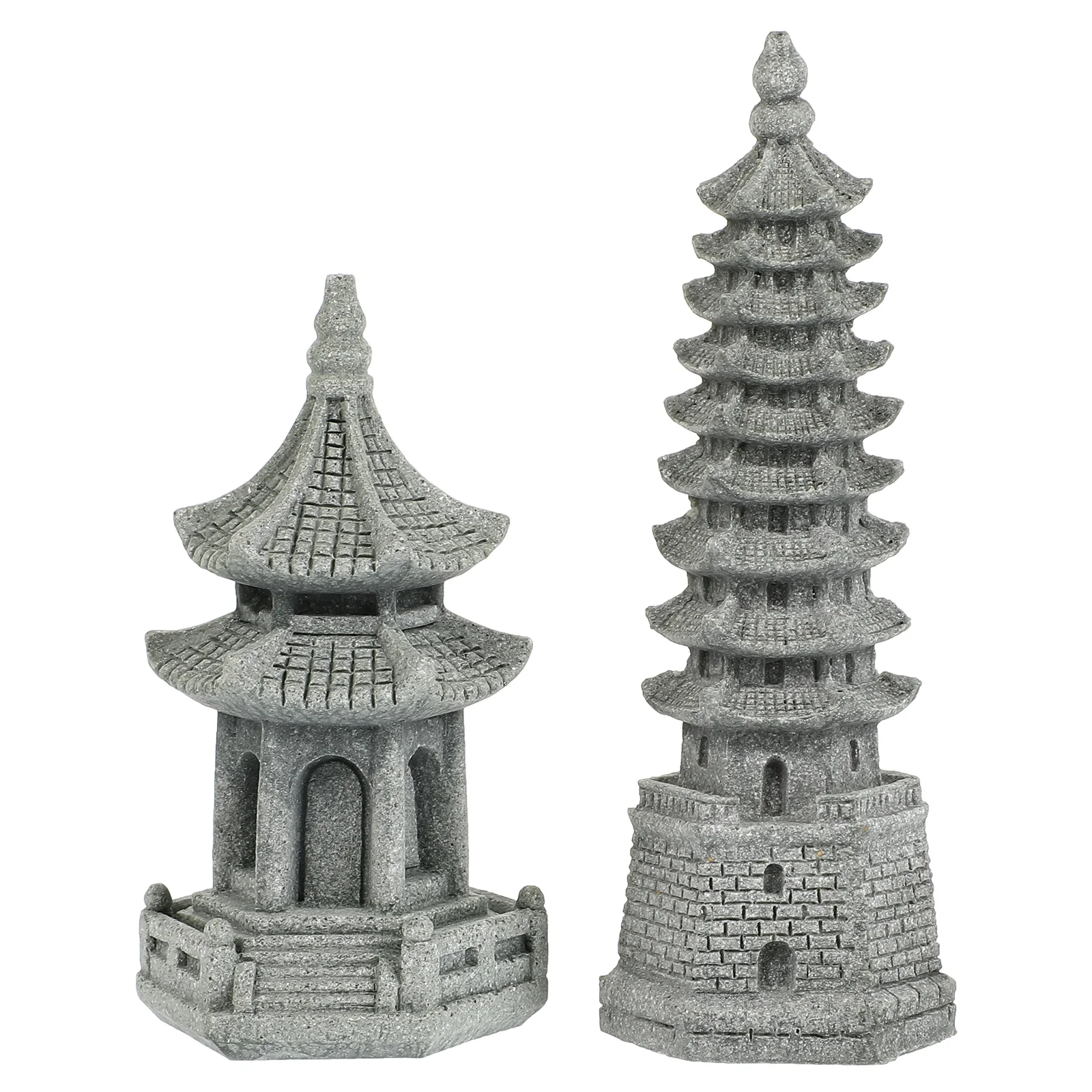 

2Pcs Garden Tower Figurines Micro Landscape Decor Gardening Decor