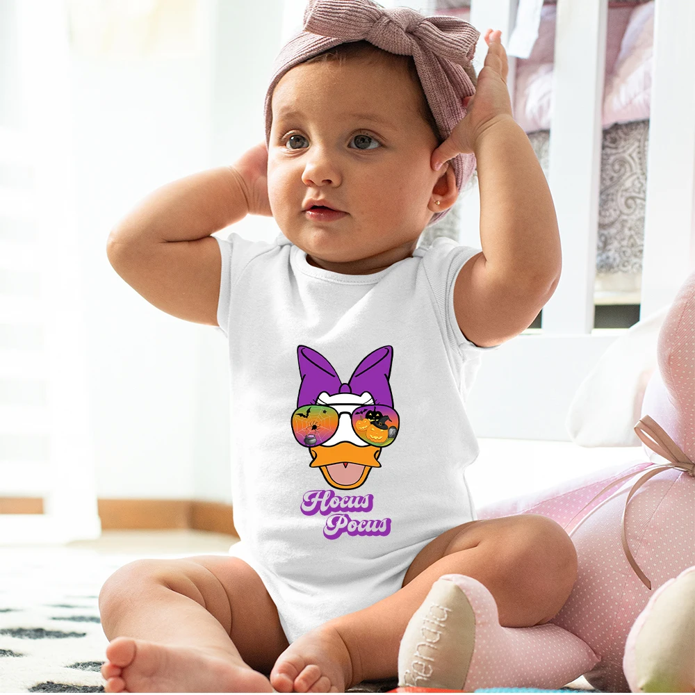 

Halloween Kids Clothes Disney Cartoon Daisy Duck Funny Print 6 Colors Fashion Newborn Bodysuit Casual Trend Baby Romper