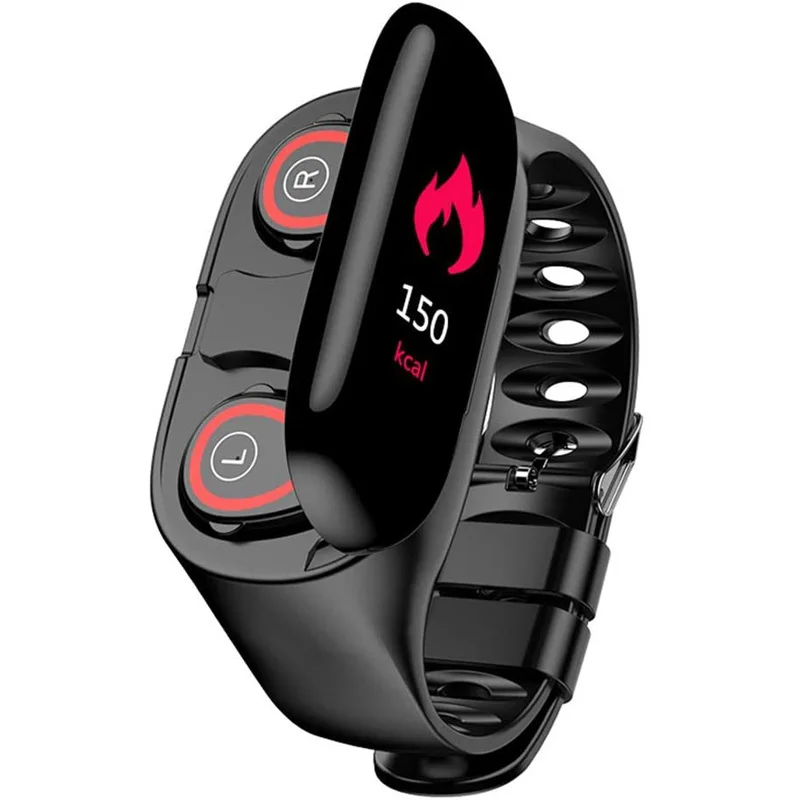 

New 2 In 1 Smart Bracelet Wireless Bluetooth Headset Watch Combo Running Music Wristband Earphone Heart Rate Blood Pressure Fitn