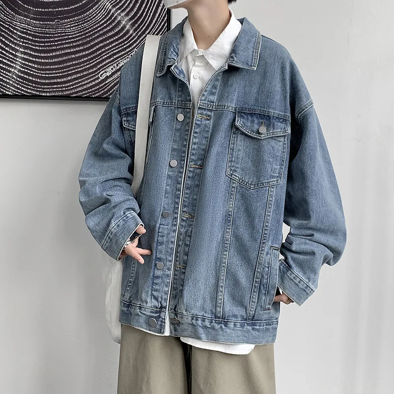 

All Match AllSeason Winter Fashion Men's Solid Casual T-Shirts Loose Pockets Denim Jacket Coat Cool Boy Warm Sport Safari Style