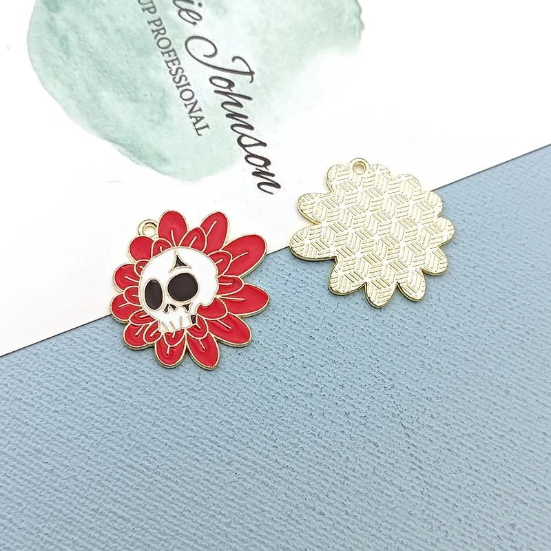 Украшения для Хэллоуина Цветочный Череп металлические аксессуары ожерелье