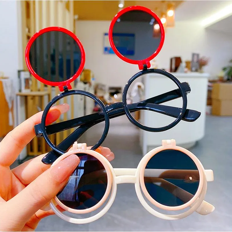 

Baby Flip Sunglasses Beach Outdoor UV 400 Protection Eyewear Glasses for Boys Girls Retro Children Round Frame Sun Glasses