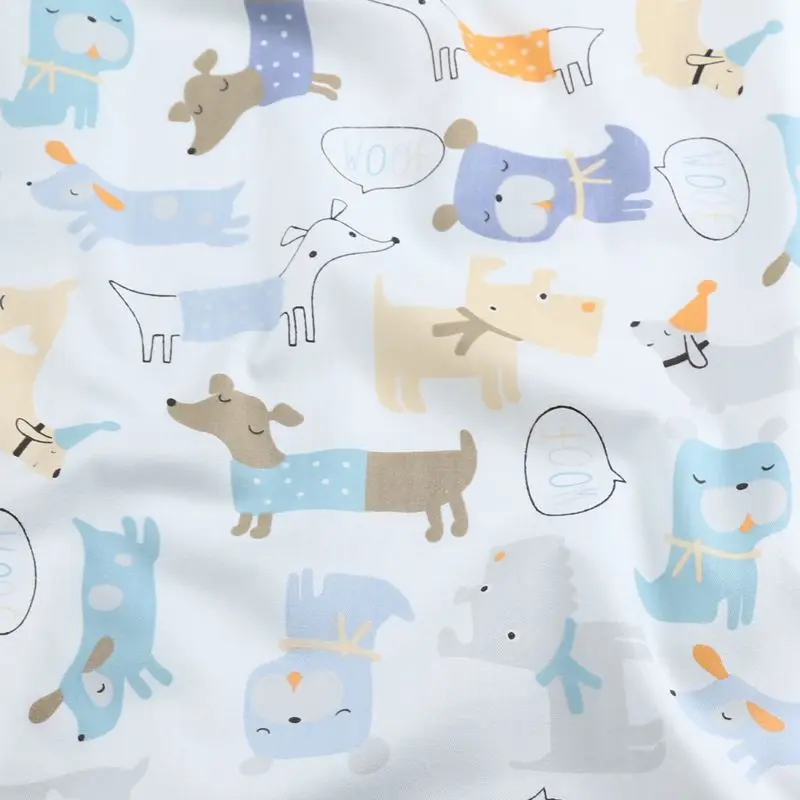 Детская хлопчатобумажная ткань саржевая с принтом щенка слона простая 100% хлопок