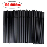 100 600pcs black plastic straws drinking disposable rietjes 21cm long flexible cocktail straw for kitchen beverage accessories