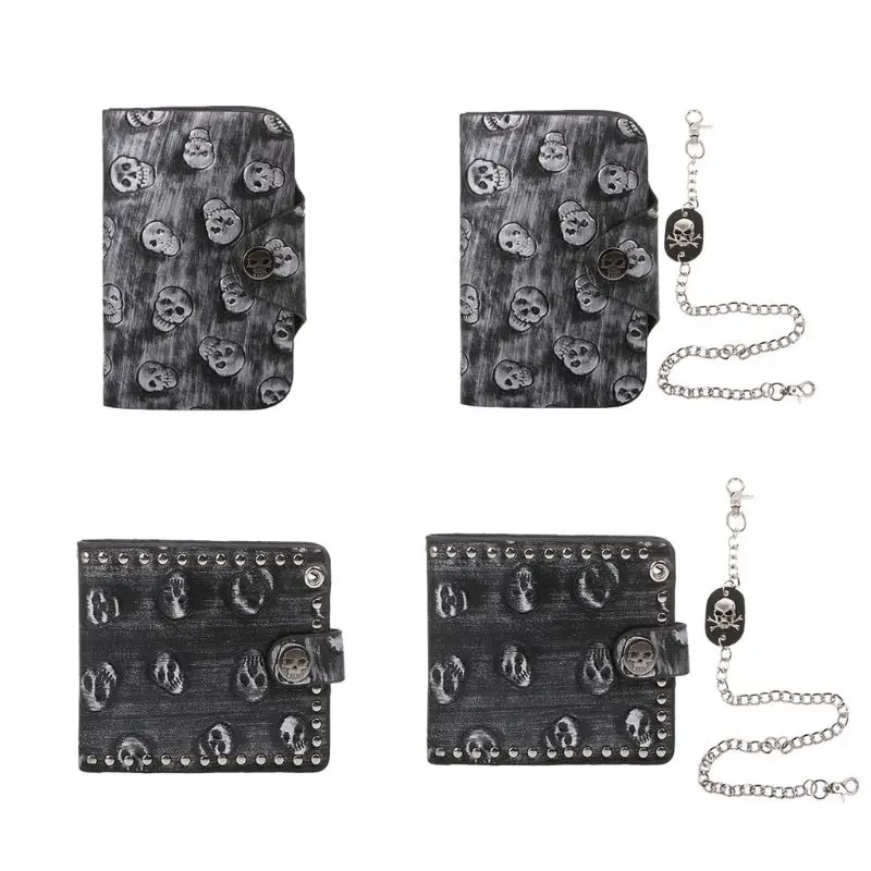 

Men's Leather Holder Purse Wallet With Anti Theft Chain Handbag Fashion E74B