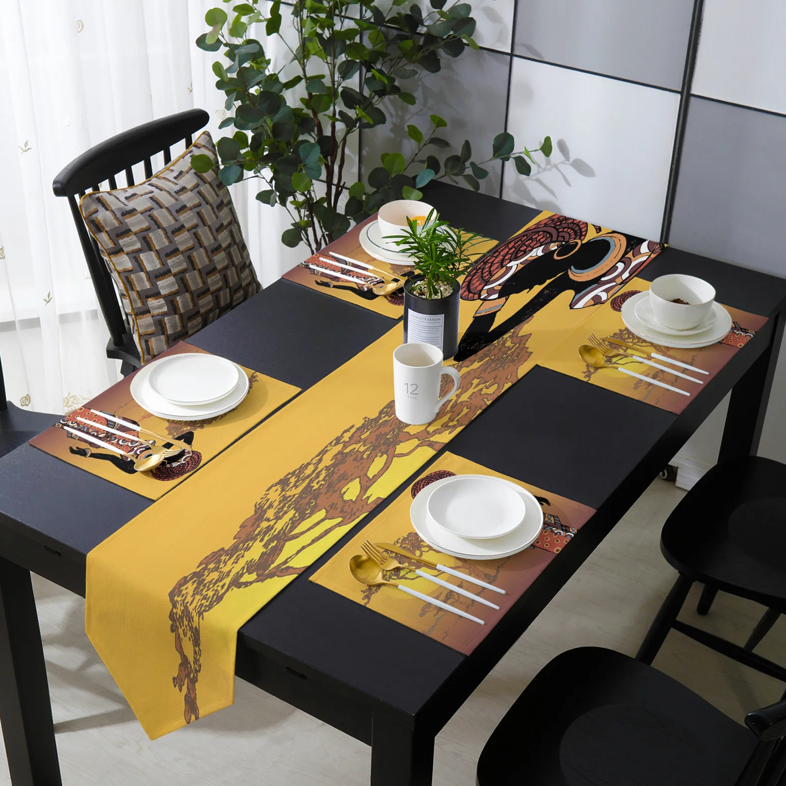 

Африканские женские растения деревья арт Настольная дорожка для Кухня обеденный Настольная дорожка s коврики для дома вечерние Декор