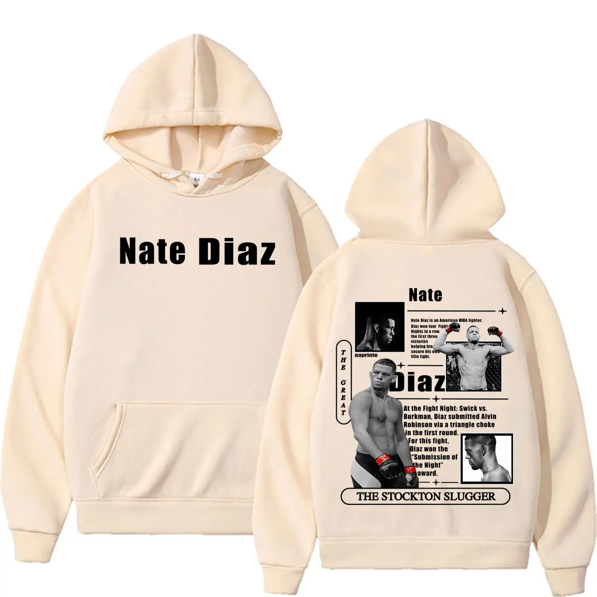 Фото Свитшоты Nate Diaz The Stockton Slugger для фанатов: модные, эстетичные, повседневные флисовые худи оверсайз для мужчин и женщин №5