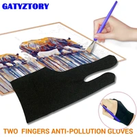 two finger anti fouling glove for artist drawing pen graphic tablet pad household gloves right left hand black glove free size