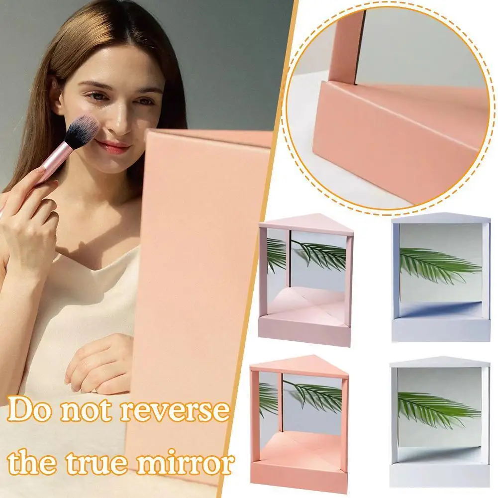 

1Pcs 4 color Non Reversing Real Makeup Mirror No Reverse Mirror Desktop And Non-inverted Stand Cosmetic Left Right Mirror V0C3