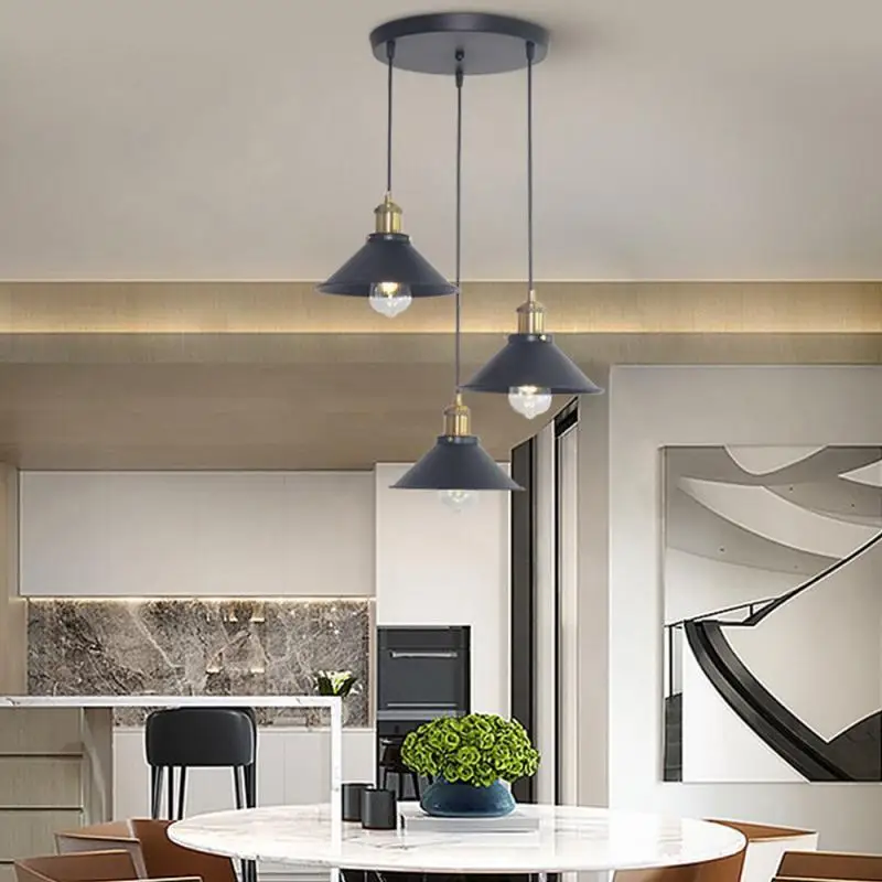 

Современная промышленная люстра E27 с 3 лампочками, железная полоса/дисковая потолочная тарелка, украшение для гостиной, кухни, ресторана, от...