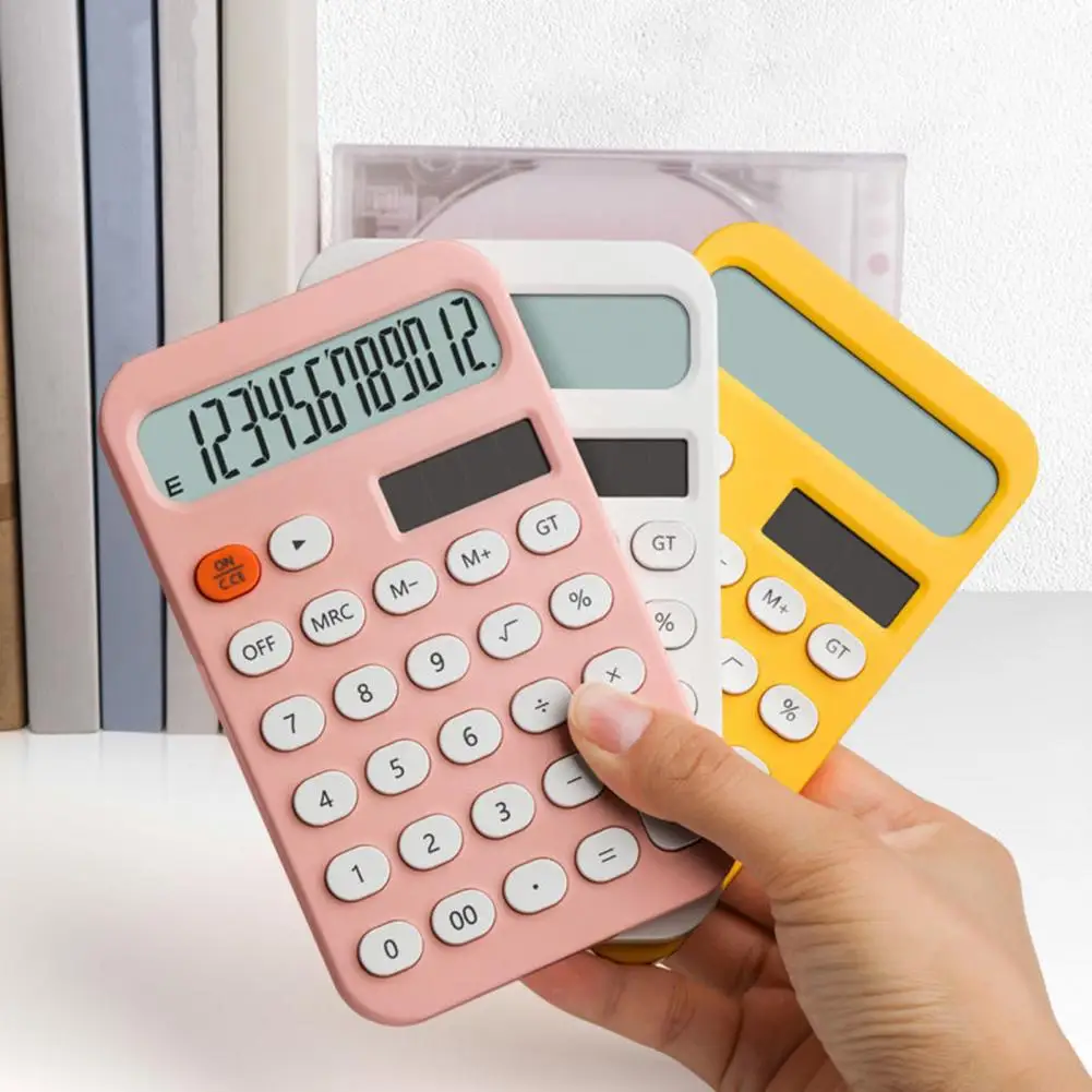 

Настольный калькулятор на солнечной батарее, 12 цифр, большой ЖК-дисплей, калькулятор финансов, студенческий калькулятор, офисные принадлежности