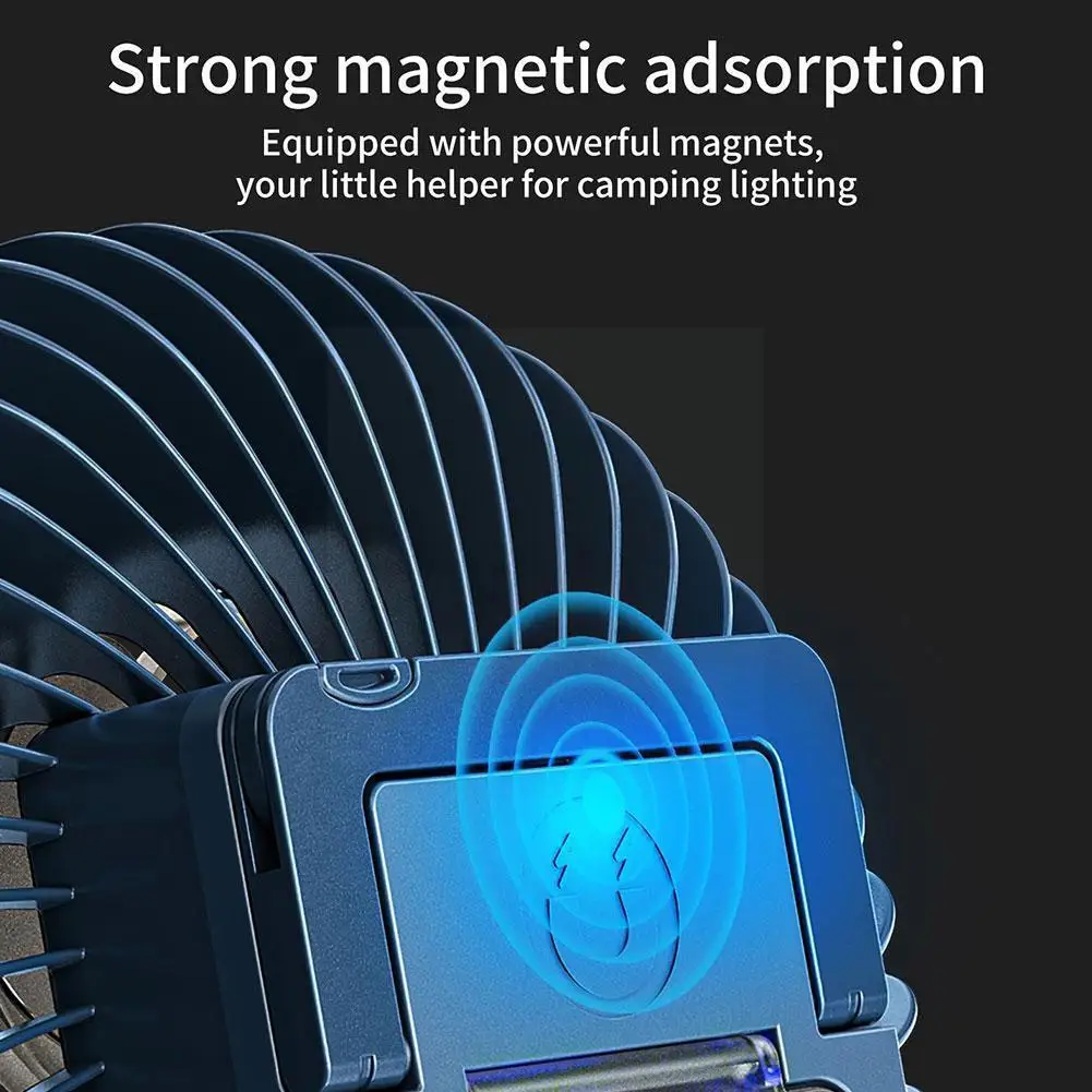 

2-в-1 светодиодный Многофункциональный водонепроницаемый вентилятор для палатки перезаряжаемый светильник Зарядка для пешего туризма порт...