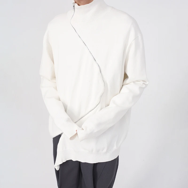 

Новинка, корейский пуловер на молнии с воротником, осенне-зимний модный двухслойный Топ 2022 года, дизайнерская одежда, Мужской высокий свитер, мужской
