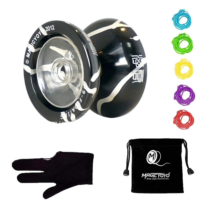 

MAGICYOYO N9 Alloy Aluminum Unresponsive Yoyo Alloy Yoyo Ball With Bag,Glove,5 Strings Yoyo Ball Set