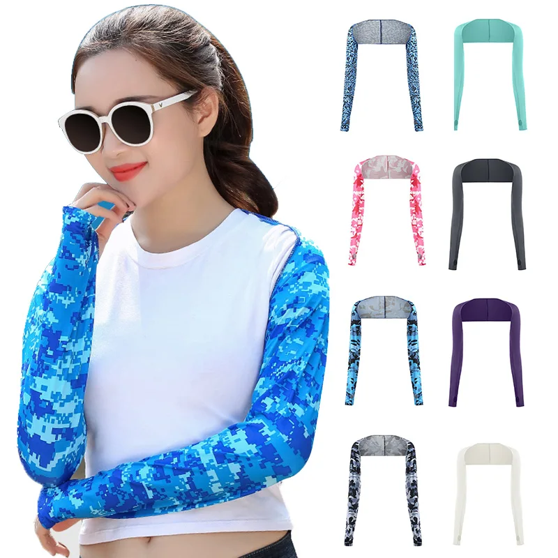 

Ultra-thin Shawl Arm Sleeve Ice Silk Long Gloves Breathable Sun Protection Anti UV Ice Hand Cover Warmer Outdoor Sports Unisex