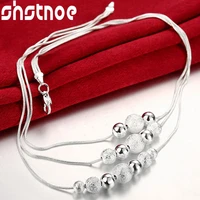 925 sterling silver 18 inch three snake chain matte smooth pendant necklace for women jewelry fashion wedding engagement party