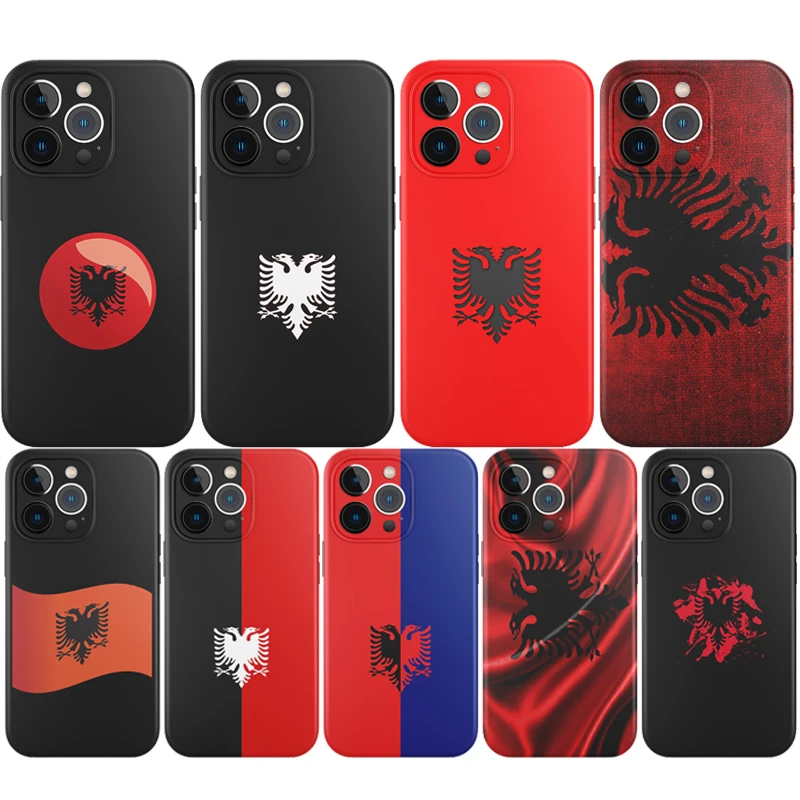 

Albania Flag Phone Case For iPhone 13 Pro Max 12 Mini 11 SE 2020 6 6S 7 8 Plus XS X XR Black Soft Silicone Matte Cover