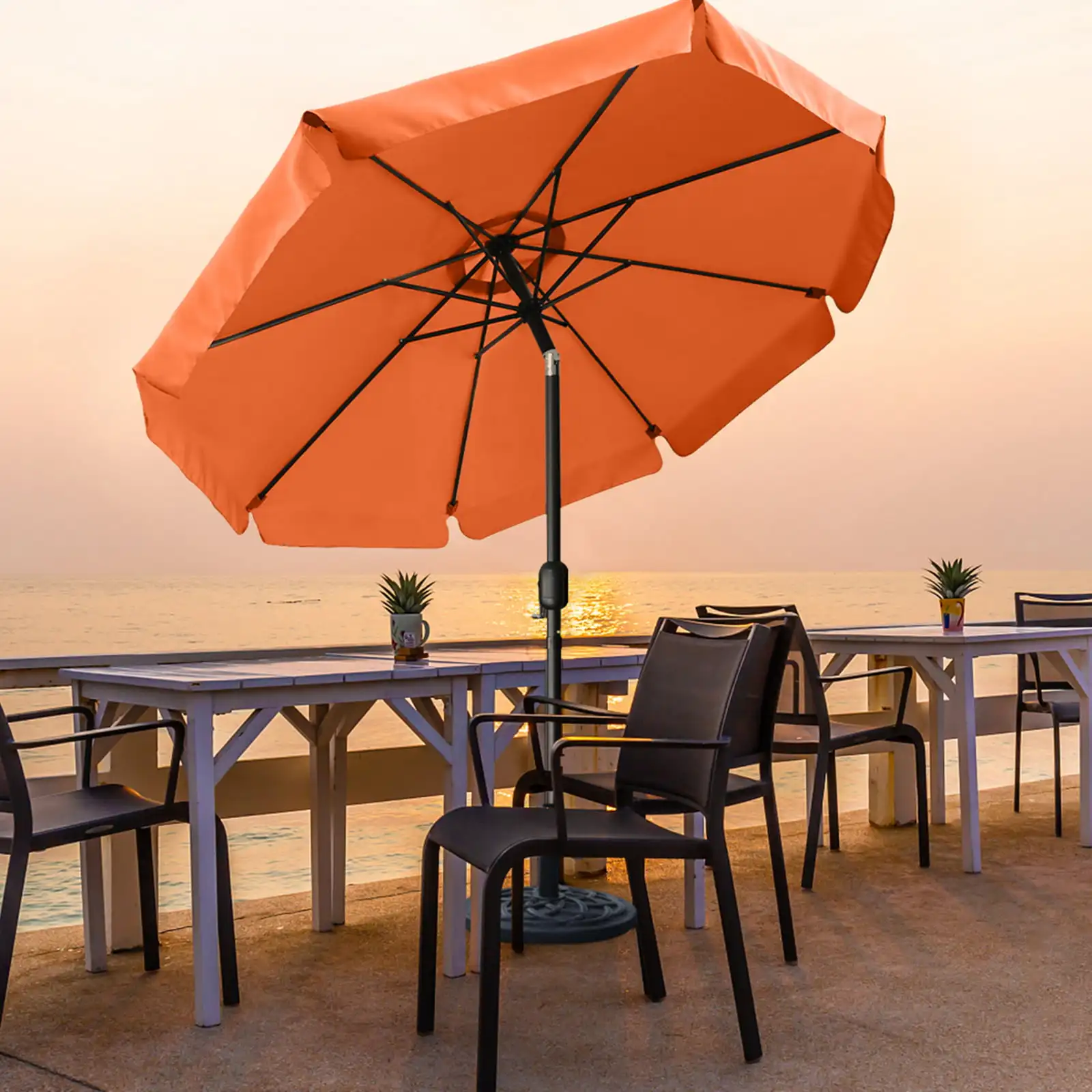 

MASTERCANOPY 7.5ft Valance Patio Umbrella for Outdoor Market Table -8 Ribs, Orange