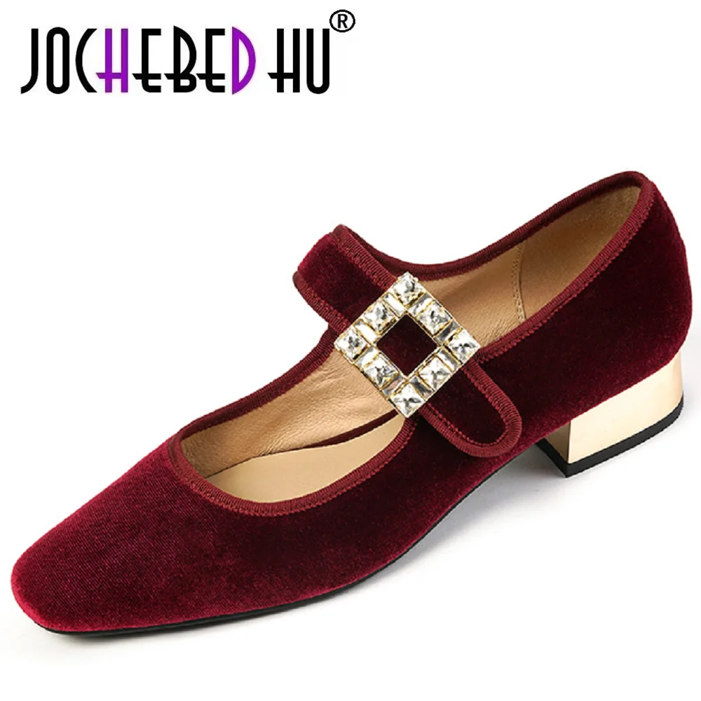 

【JOCHEBED HU】Luxury brand flat shoes women's loafers fashion new style rhinestone mary jane shoes female dating ballet shoes