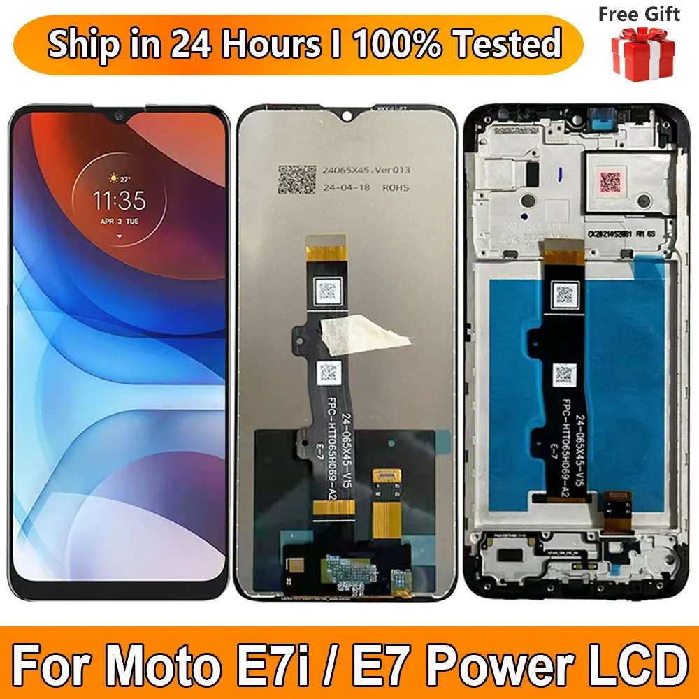 Дисплей питания для Motorola Moto E7 с рамкой сенсорный датчик дигитайзер в сборе E7i
