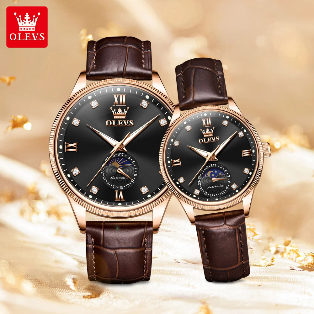 OLEVS брендовые роскошные автоматические механические часы для пар деловые