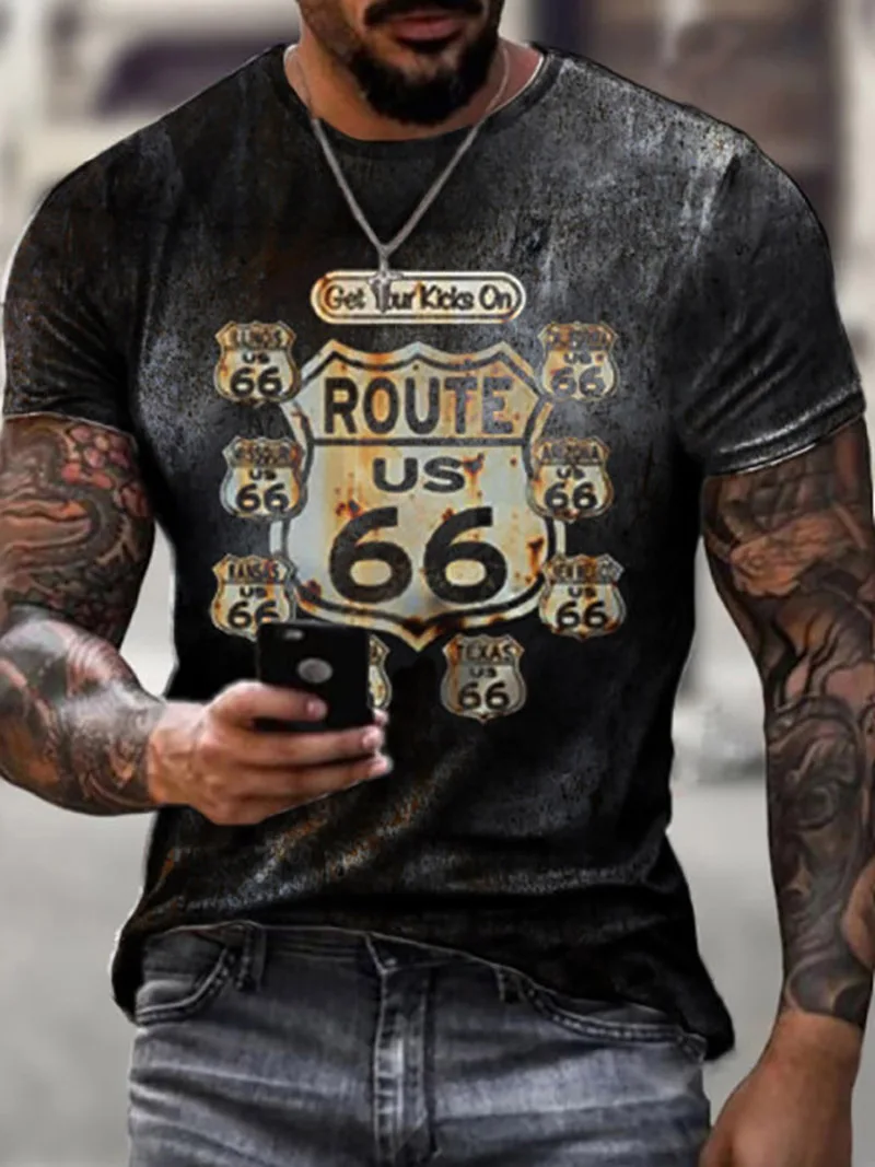 

Мужская футболка с 3D-принтом, круглым вырезом и короткими рукавами