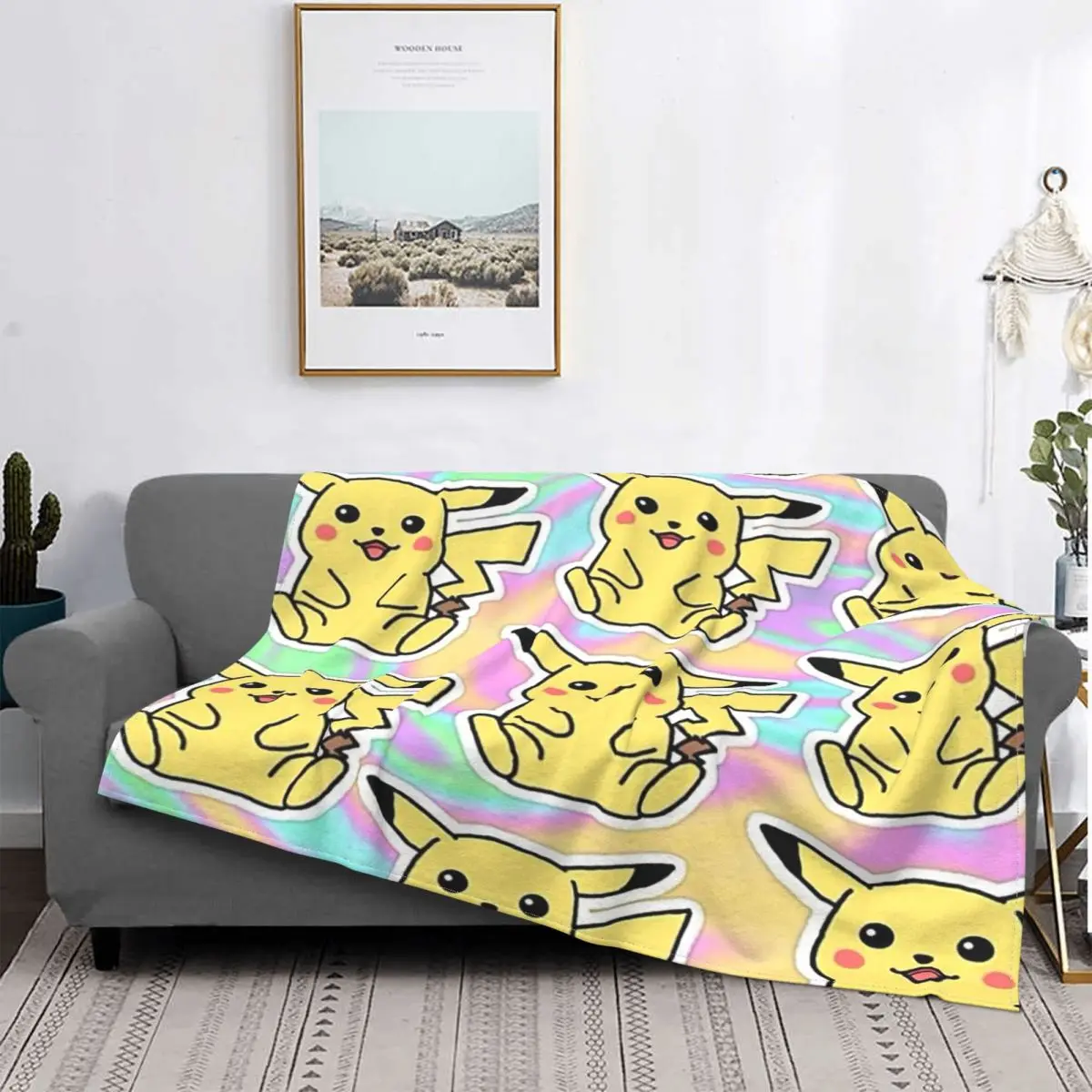 

Bikachu Cute Mouse Blanket Fleece Autumn/Winter Anime Japan Multifunction Lightweight Throw Blanket for Home Couch Bedspreads