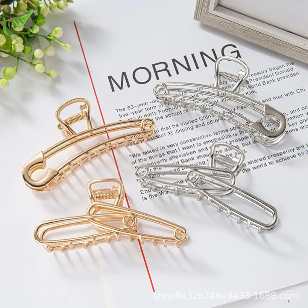 Большая металлическая заколка для волос женщин в форме простой элегантный