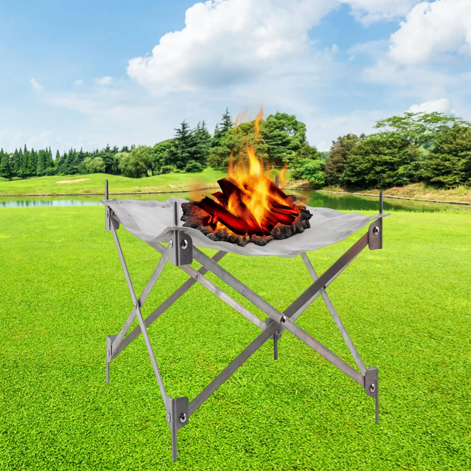 

Camping Grill Firepit Stand Fireplace Campfire Rack Mesh Fire pits for Garden