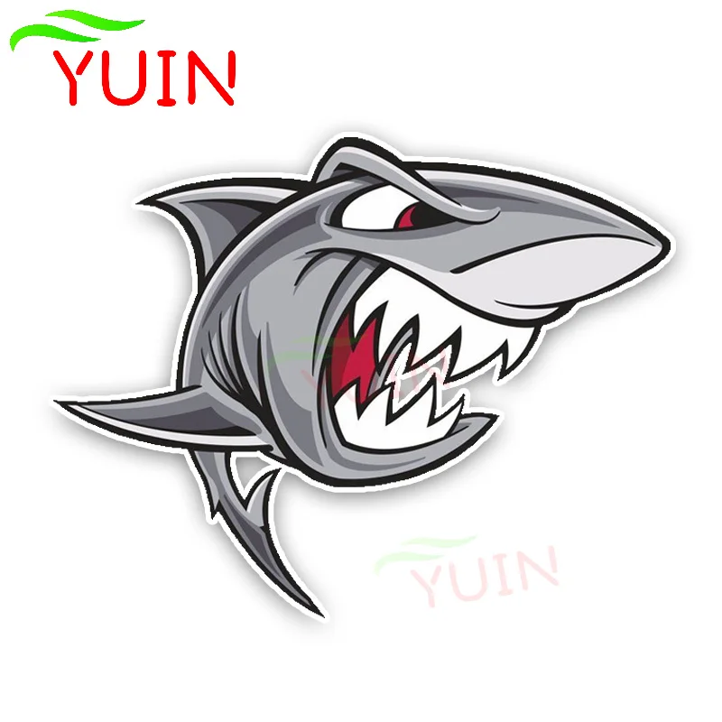 

Interesting Angry Cartoon Great White Shark Car Sticker Motorcycle PVC Graphic Decoration High Quality Waterproof Decal 14*11cm