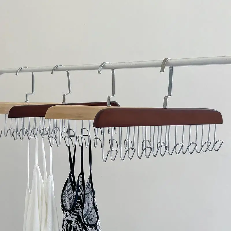 

Multifunctional Solid Wood Hanger Hook Women Storage Bra Hanger Home Belt Hanger Durable 8 Hook Rack Closet Clothes Organizer