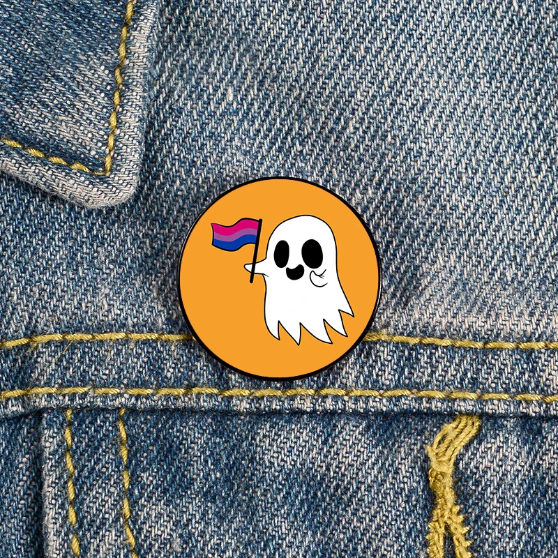 

Asexual Pride Ghost Pin Custom cute Brooches Shirt Lapel teacher tote Bag backpacks Badge Cartoon gift brooches pins for women